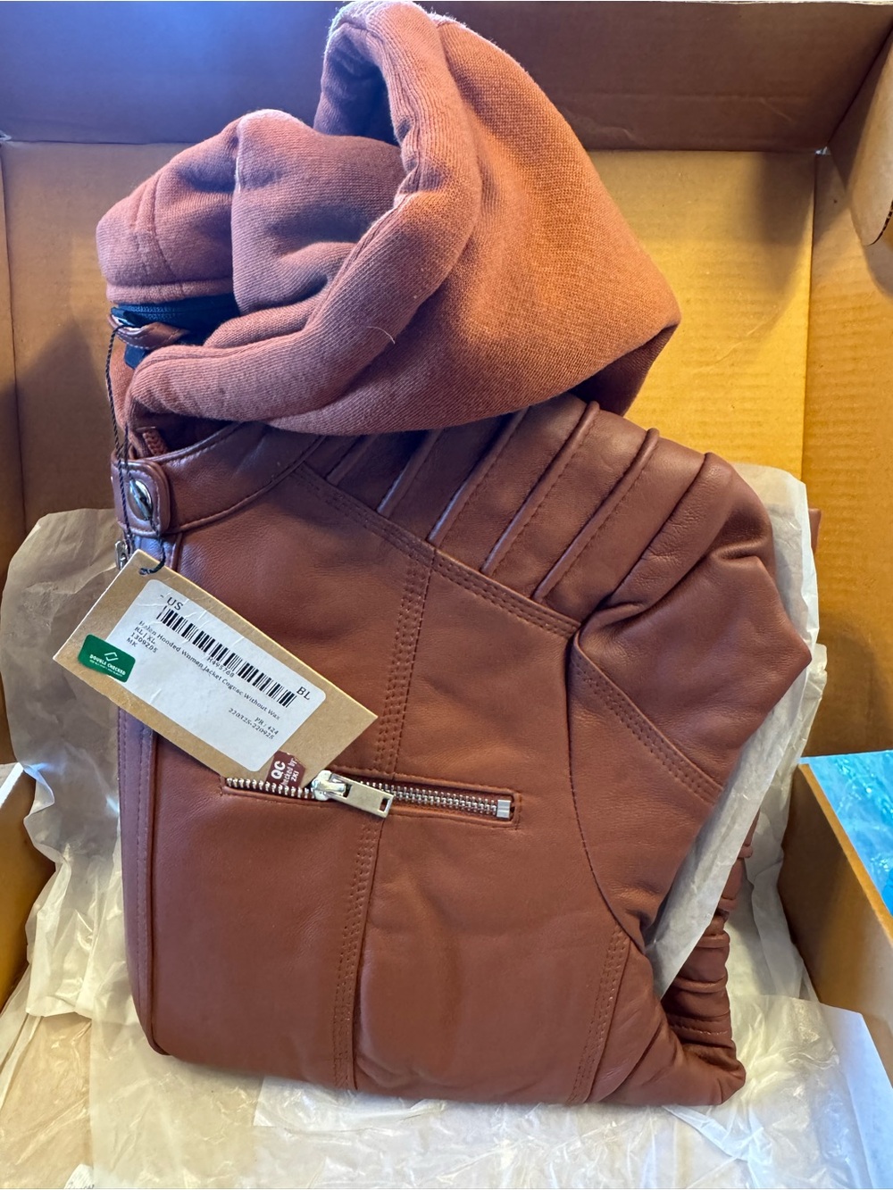 Women’s leather jacket with detachable hood  real lambskin jacket